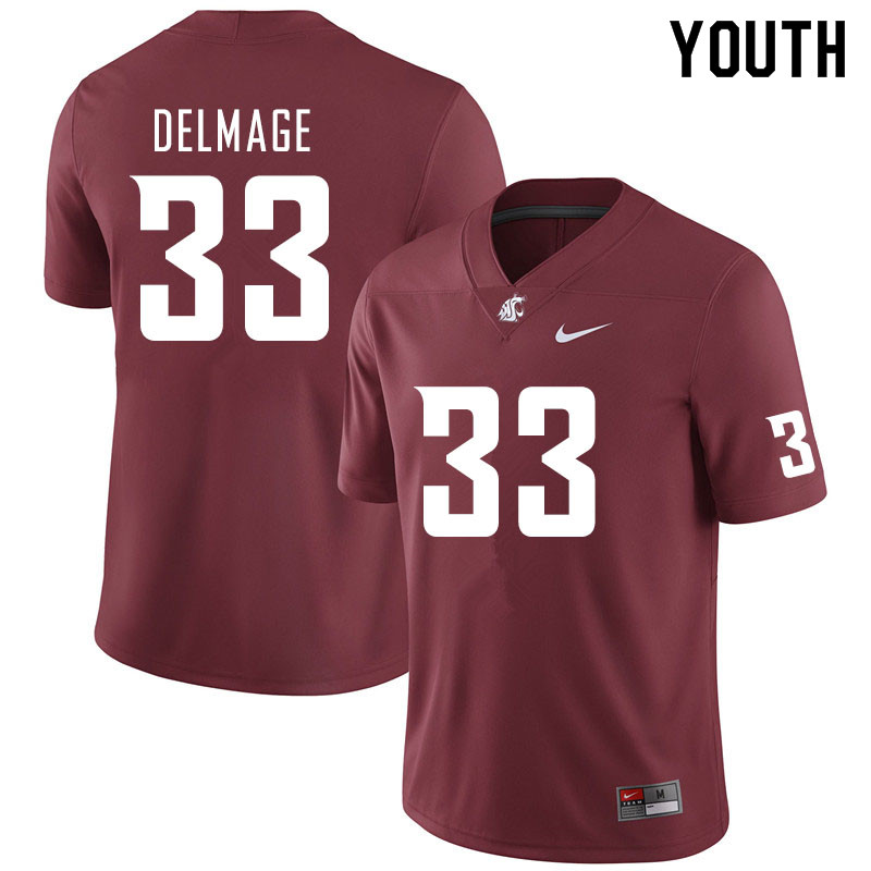 Youth #33 Mitchell Delmage Washington State Cougars College Football Jerseys Sale-Crimson